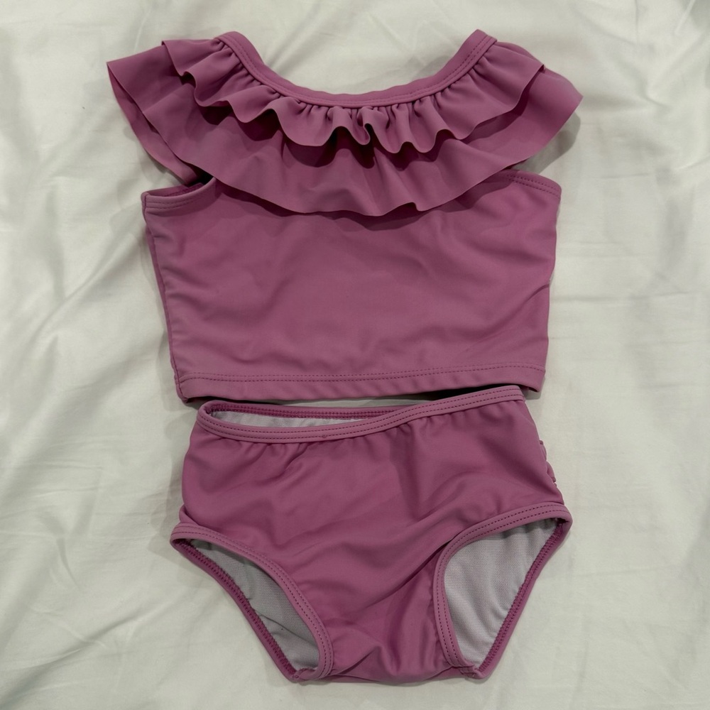 Ruffle Butts Pink Kids Swim Bikini